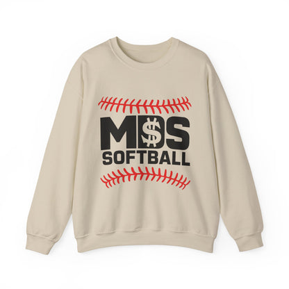 Softball Money Crewneck Sweatshirt, Unisex Sports Pullover, Perfect Gift for Softball Players, Casual Sportswear, Ideal for Team Events
