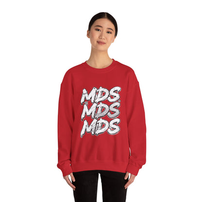 All white out MDS unisex crew neck sweatshirt