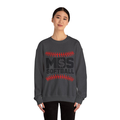 Softball Money Crewneck Sweatshirt, Unisex Sports Pullover, Perfect Gift for Softball Players, Casual Sportswear, Ideal for Team Events