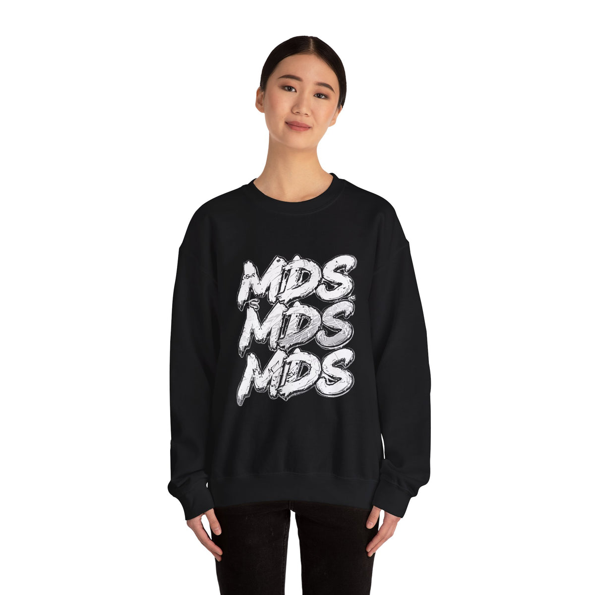 All white out MDS unisex crew neck sweatshirt