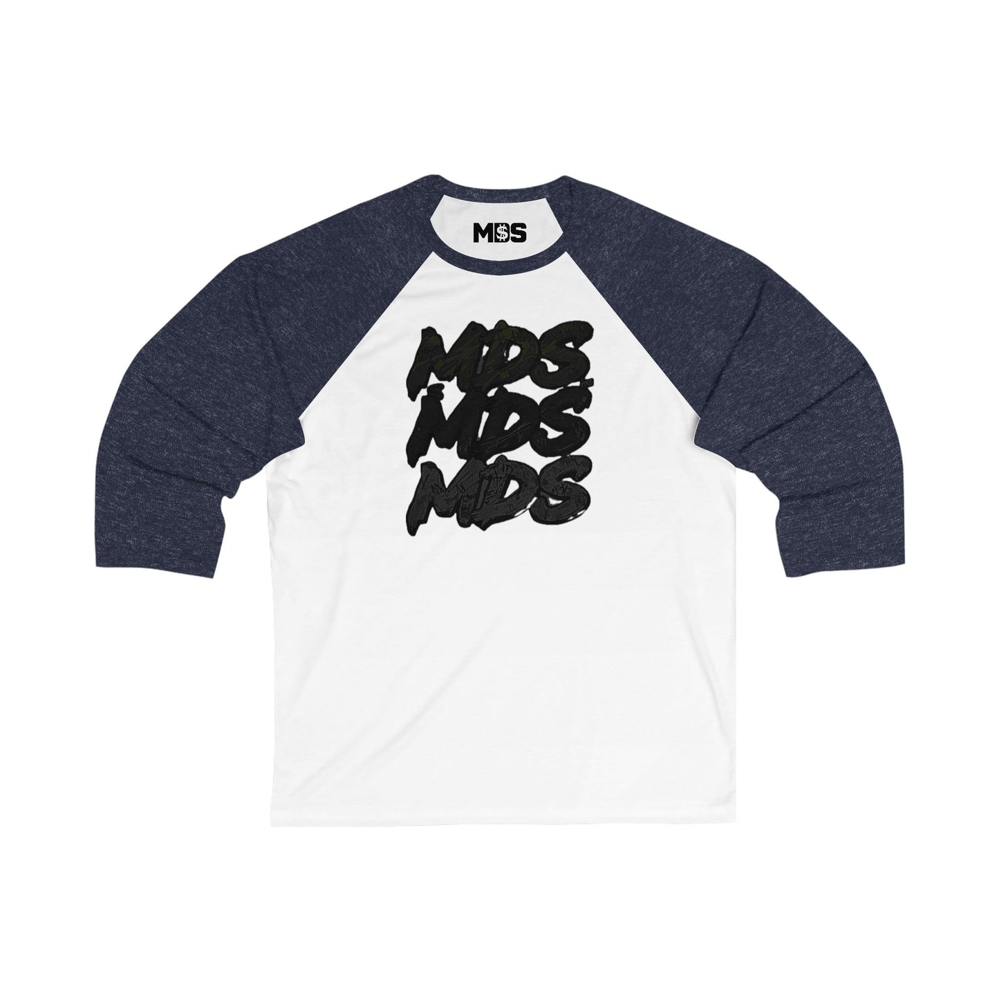 3/4 baseball tee with Tri MDS and MDS label