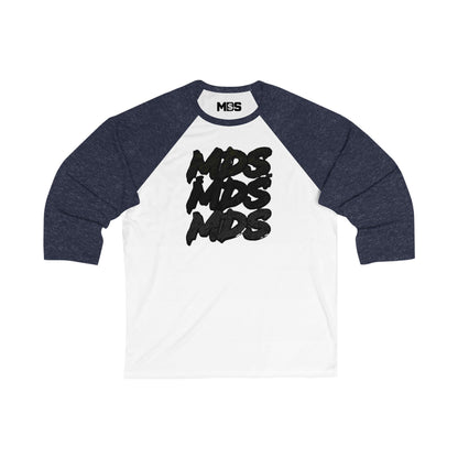 3/4 baseball tee with Tri MDS and MDS label