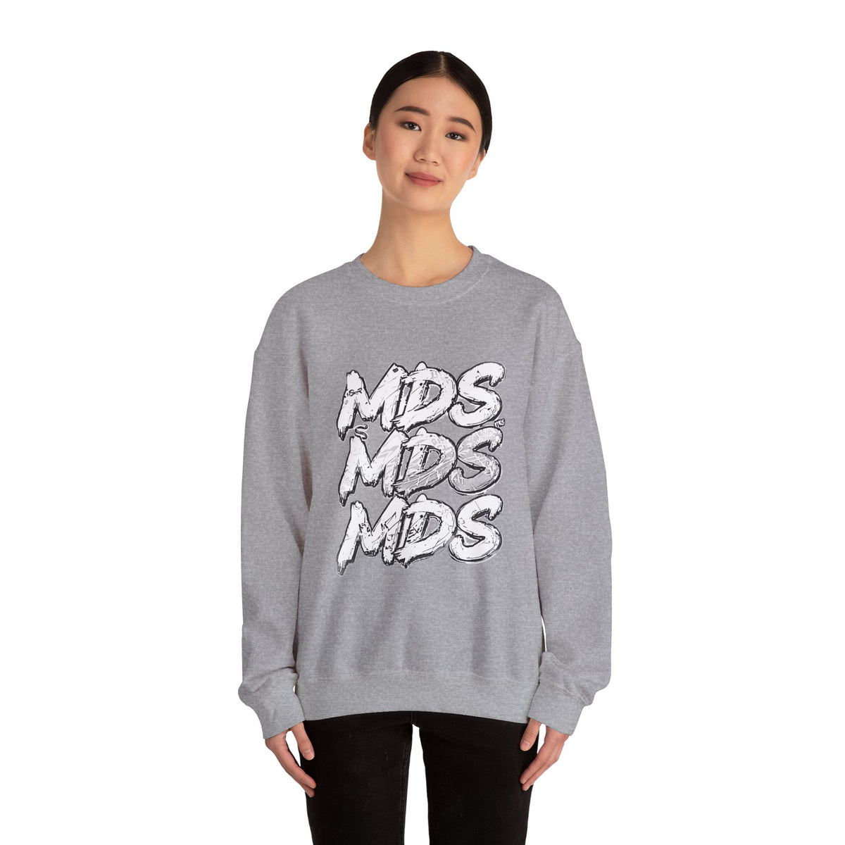 All white out MDS unisex crew neck sweatshirt