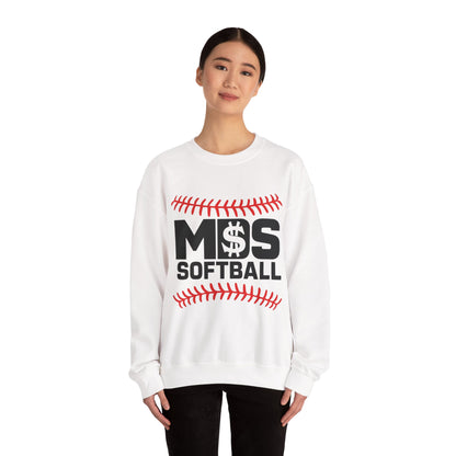 Softball Money Crewneck Sweatshirt, Unisex Sports Pullover, Perfect Gift for Softball Players, Casual Sportswear, Ideal for Team Events