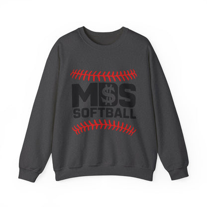 Softball Money Crewneck Sweatshirt, Unisex Sports Pullover, Perfect Gift for Softball Players, Casual Sportswear, Ideal for Team Events