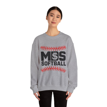 Softball Money Crewneck Sweatshirt, Unisex Sports Pullover, Perfect Gift for Softball Players, Casual Sportswear, Ideal for Team Events