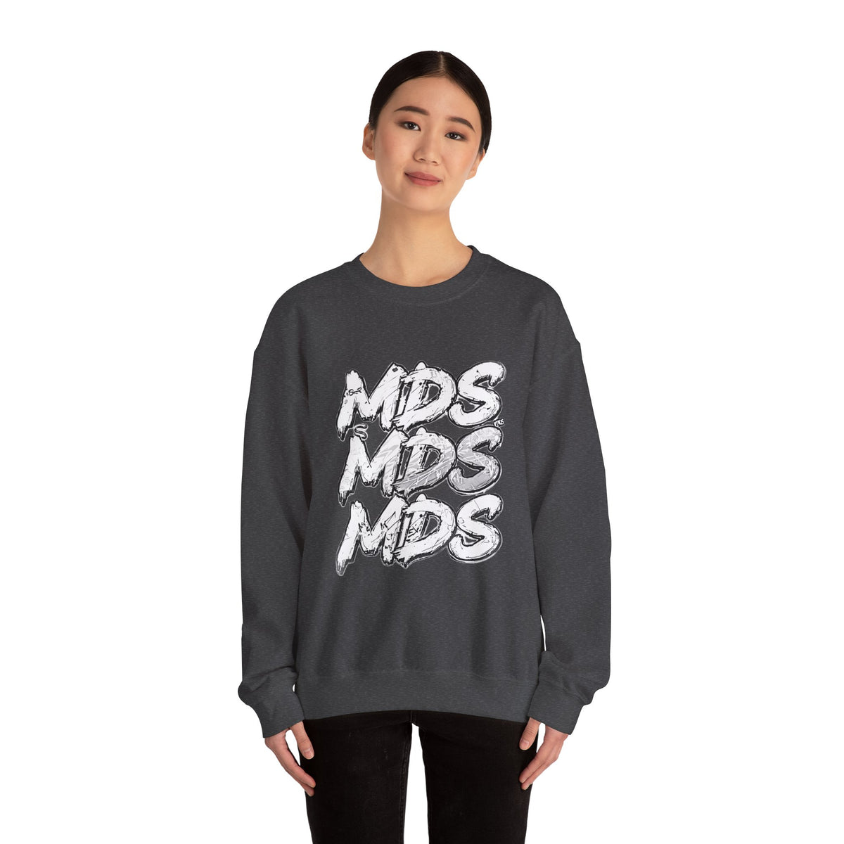All white out MDS unisex crew neck sweatshirt