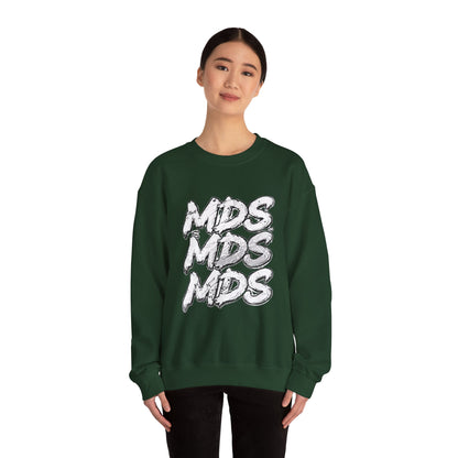 All white out MDS unisex crew neck sweatshirt