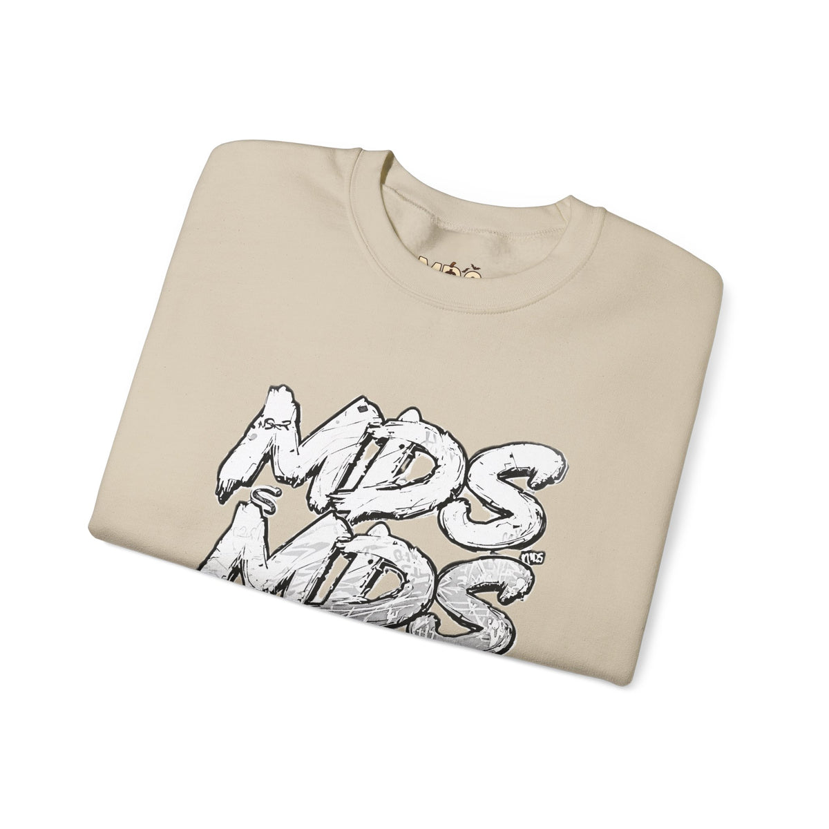 All white out MDS unisex crew neck sweatshirt