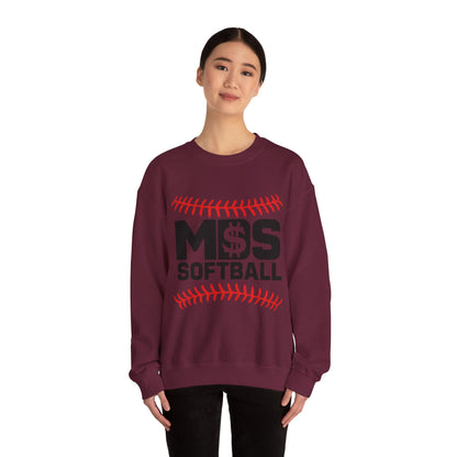 Softball Money Crewneck Sweatshirt, Unisex Sports Pullover, Perfect Gift for Softball Players, Casual Sportswear, Ideal for Team Events