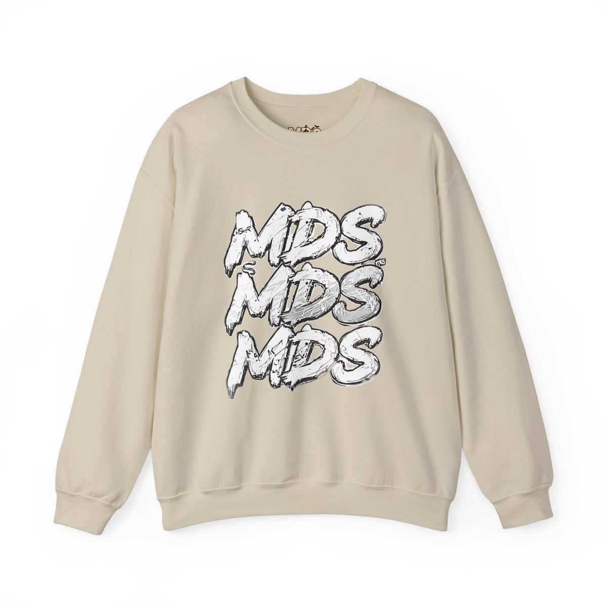 All white out MDS unisex crew neck sweatshirt