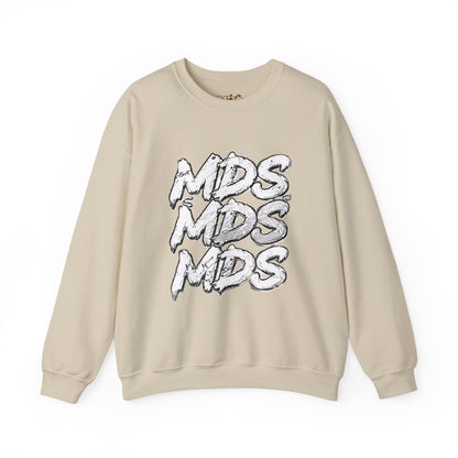 All white out MDS unisex crew neck sweatshirt