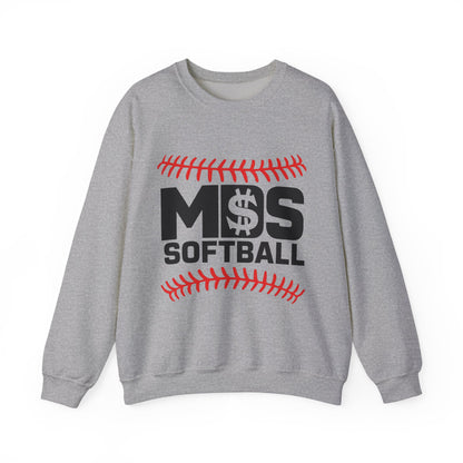 Softball Money Crewneck Sweatshirt, Unisex Sports Pullover, Perfect Gift for Softball Players, Casual Sportswear, Ideal for Team Events