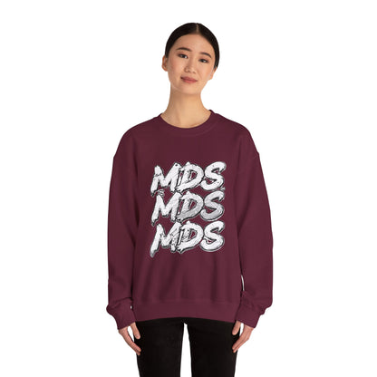 All white out MDS unisex crew neck sweatshirt