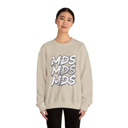 All white out MDS unisex crew neck sweatshirt