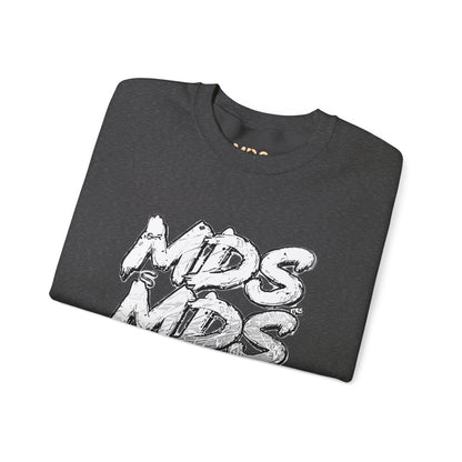 All white out MDS unisex crew neck sweatshirt
