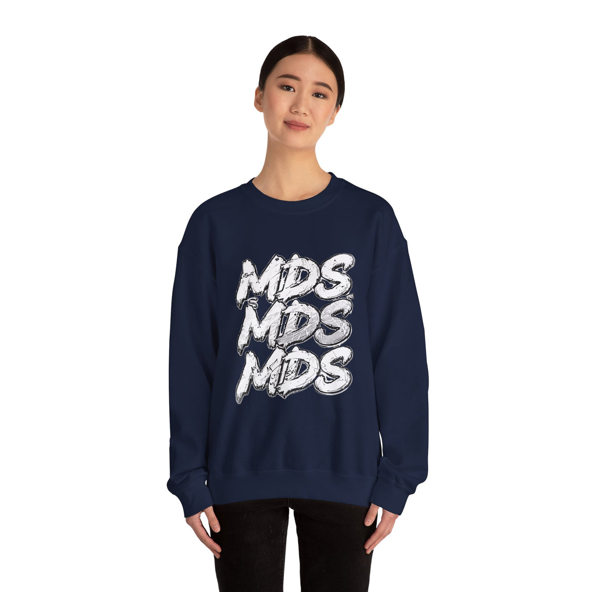 All white out MDS unisex crew neck sweatshirt