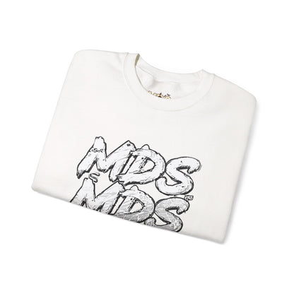 All white out MDS unisex crew neck sweatshirt