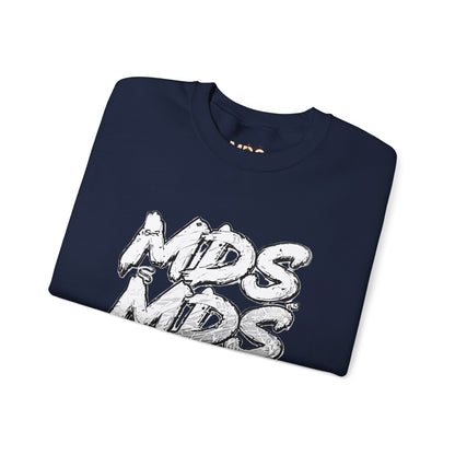 All white out MDS unisex crew neck sweatshirt