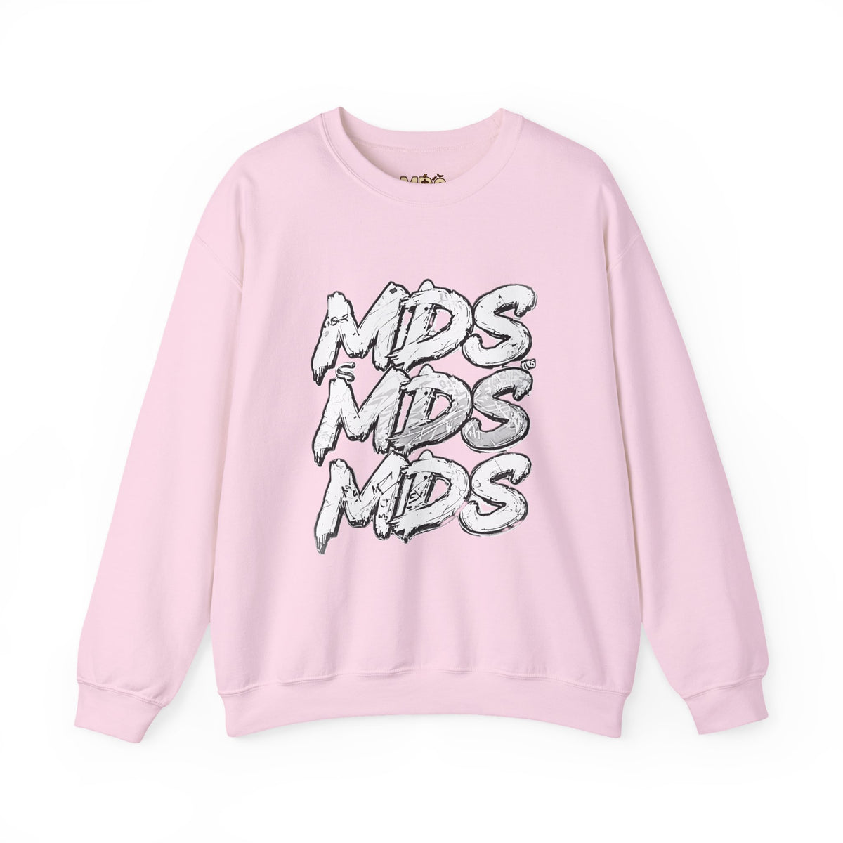 All white out MDS unisex crew neck sweatshirt