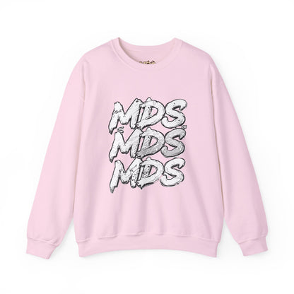 All white out MDS unisex crew neck sweatshirt