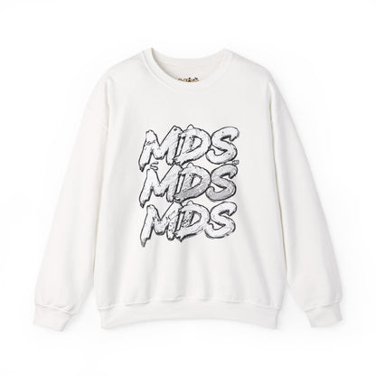 All white out MDS unisex crew neck sweatshirt