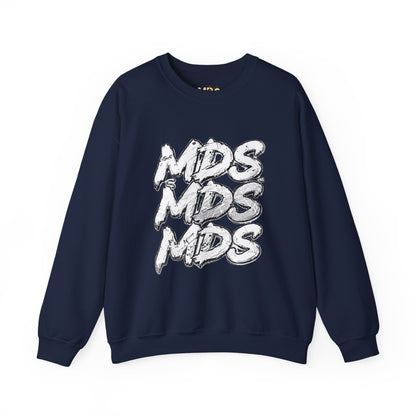 All white out MDS unisex crew neck sweatshirt