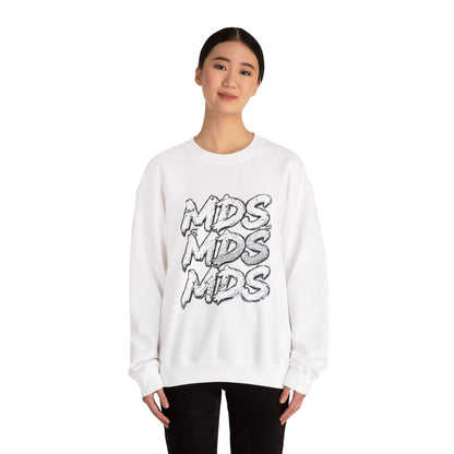 All white out MDS unisex crew neck sweatshirt